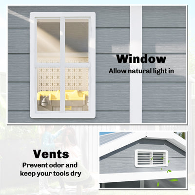 6' x 4' Outdoor Storage Shed, Plastic Shed with Floor, Window, Lockable Door and Vents for Outdoor Patio Storage, Gray