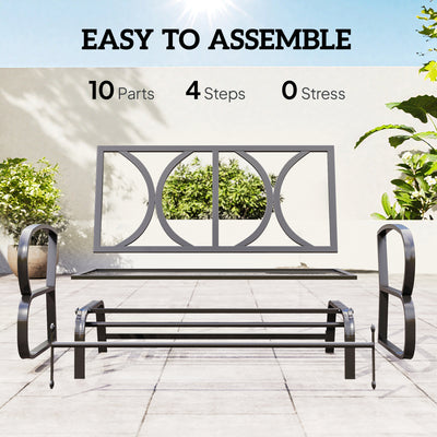 Swing Glider Rocking Chair, Double Patio Bench, 2 Person Loveseat with Steel Frame, Cushions, Pillow Armrests