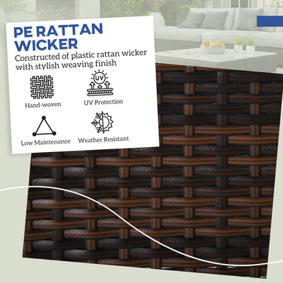 2 Piece Wicker Outdoor Ottomans with Cushions, Rattan Ottoman Footrest and Side Table for Patio, Yard, Poolside