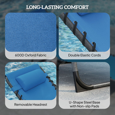 Folding Outdoor Chaise Lounge Chair Tanning Chair with 5-Level Adjustable Back, Side Table, Pillow, Pocket