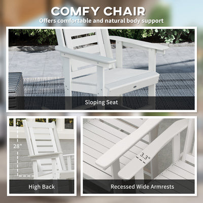 2 Pieces Outdoor Rocking Chairs, HDPE Patio Rockers with 28" High Back, Wide Armrests for Porch Backyard