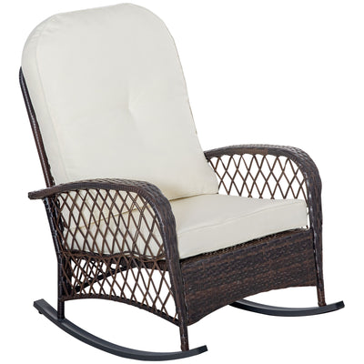Rattan Porch Rocker w/ Plush Cushion