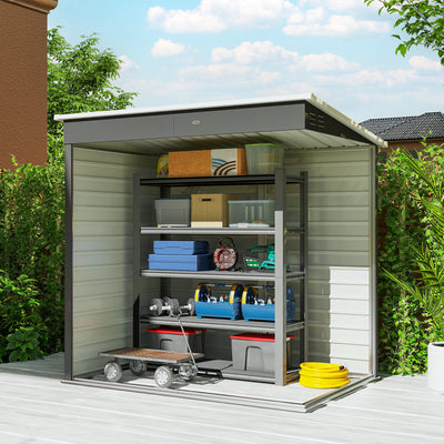 6' x 4' Outdoor Garden Shed, Metal Storage Shed with Lockable Door and Gloves for Backyard Garden Patio
