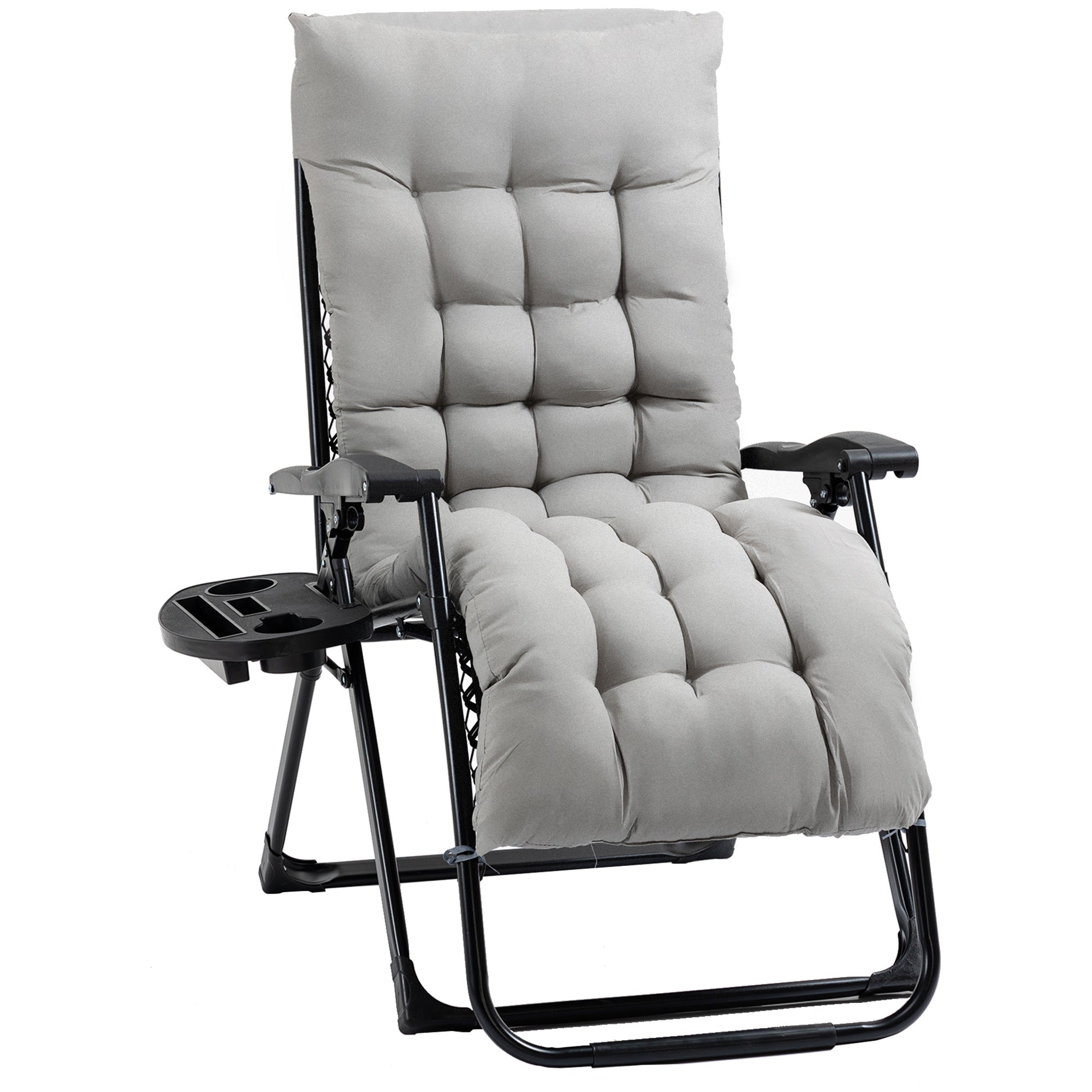 Padded Zero Gravity Chair, Folding Recliner Chair with Cup Holder Cushion