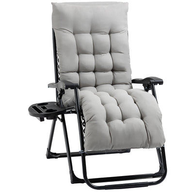 Padded Zero Gravity Chair, Folding Recliner Chair with Cup Holder Cushion