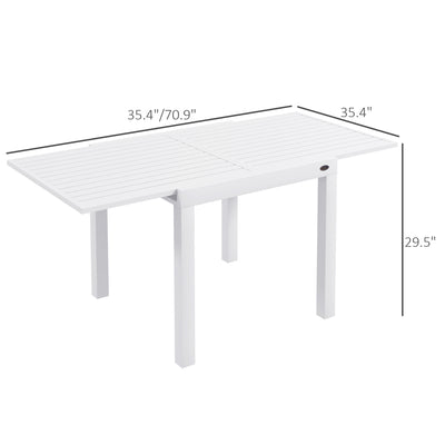 Expandable Patio Table, Outdoor Dining Table for 4-6 with Aluminum Frame for Garden, Lawn, Balcony Terrace