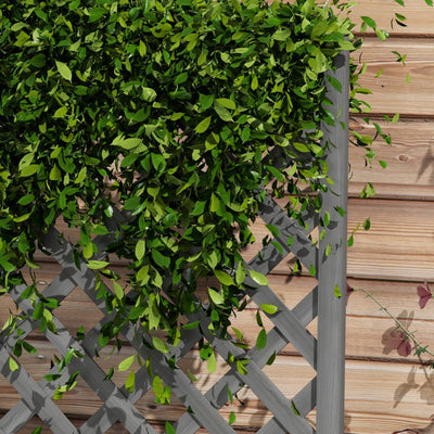 46" Wooden Planter with Trellis, Raised Garden Bed to Grow Vegetables, Herbs, Flowers for Backyard, Patio, Gray