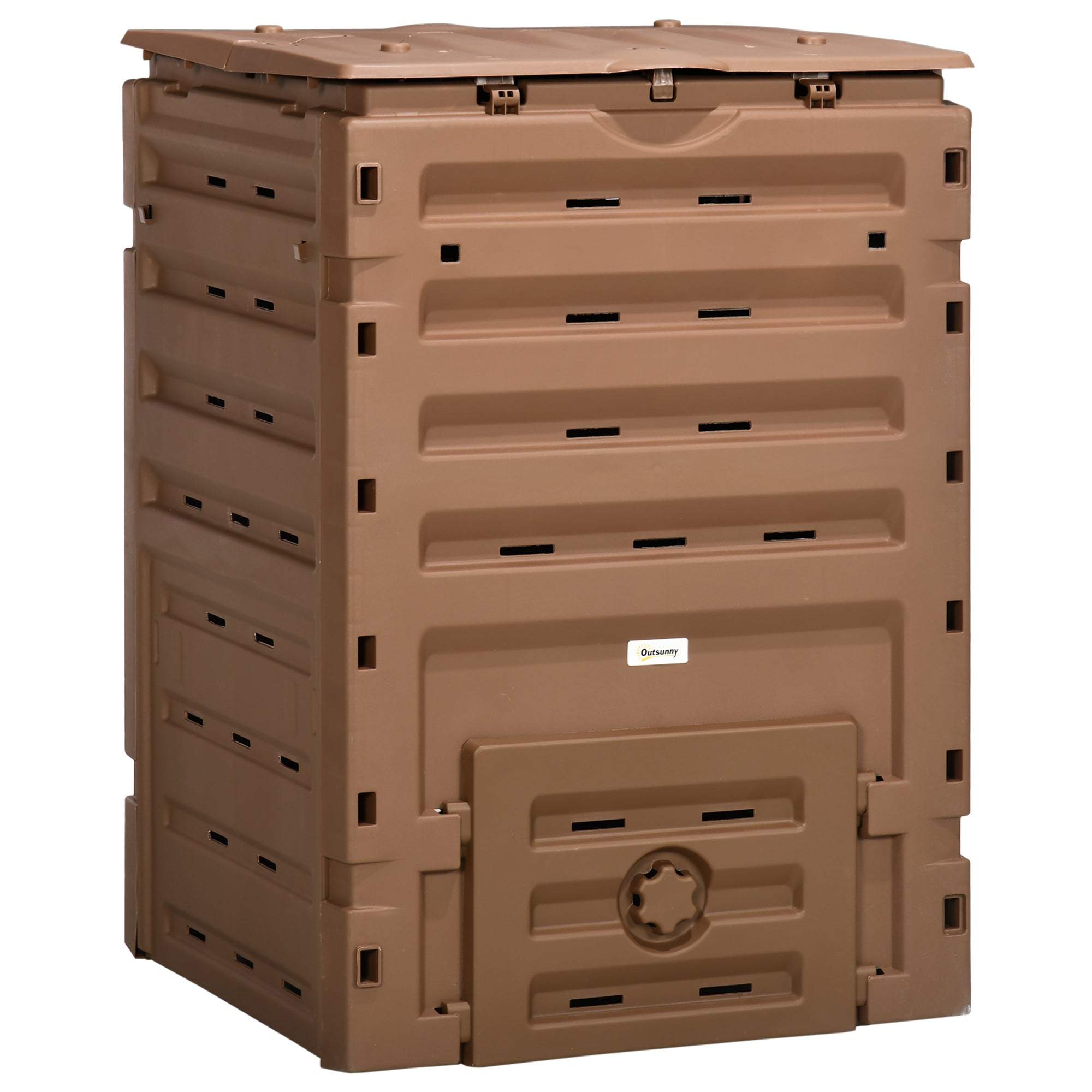 Garden Compost Bin, 120 Gallon (450L) Garden Composter, BPA Free, with 80 Vents and 2 Sliding Doors, Lightweight & Sturdy, Fast Creation of Fertile Soil