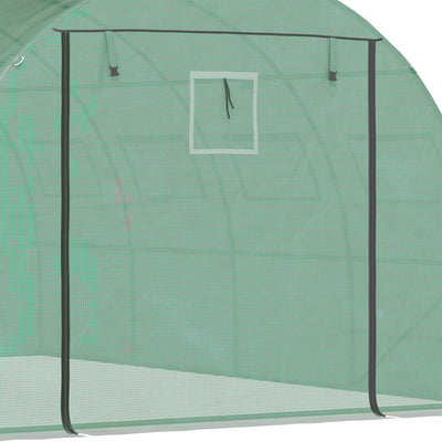 13' x 10' x 6.5' Walk-in Tunnel Greenhouse with 2 Zippered Mesh Doors & 10 Mesh Windows, Upgraded Gardening Plant Hot House with Galvanized Steel Hoops, Green