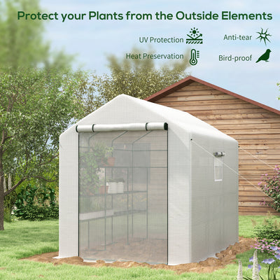 8' x 6' x 7' Temporary Greenhouse for Growing Flowers with Mesh Door & Windows