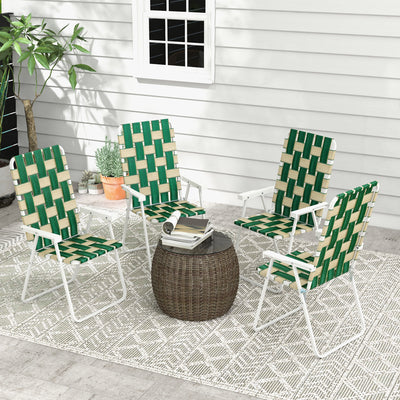 Set of 4 Patio Folding Chairs, Classic Outdoor Camping Chairs, Portable Lawn Chairs w/ Armrests