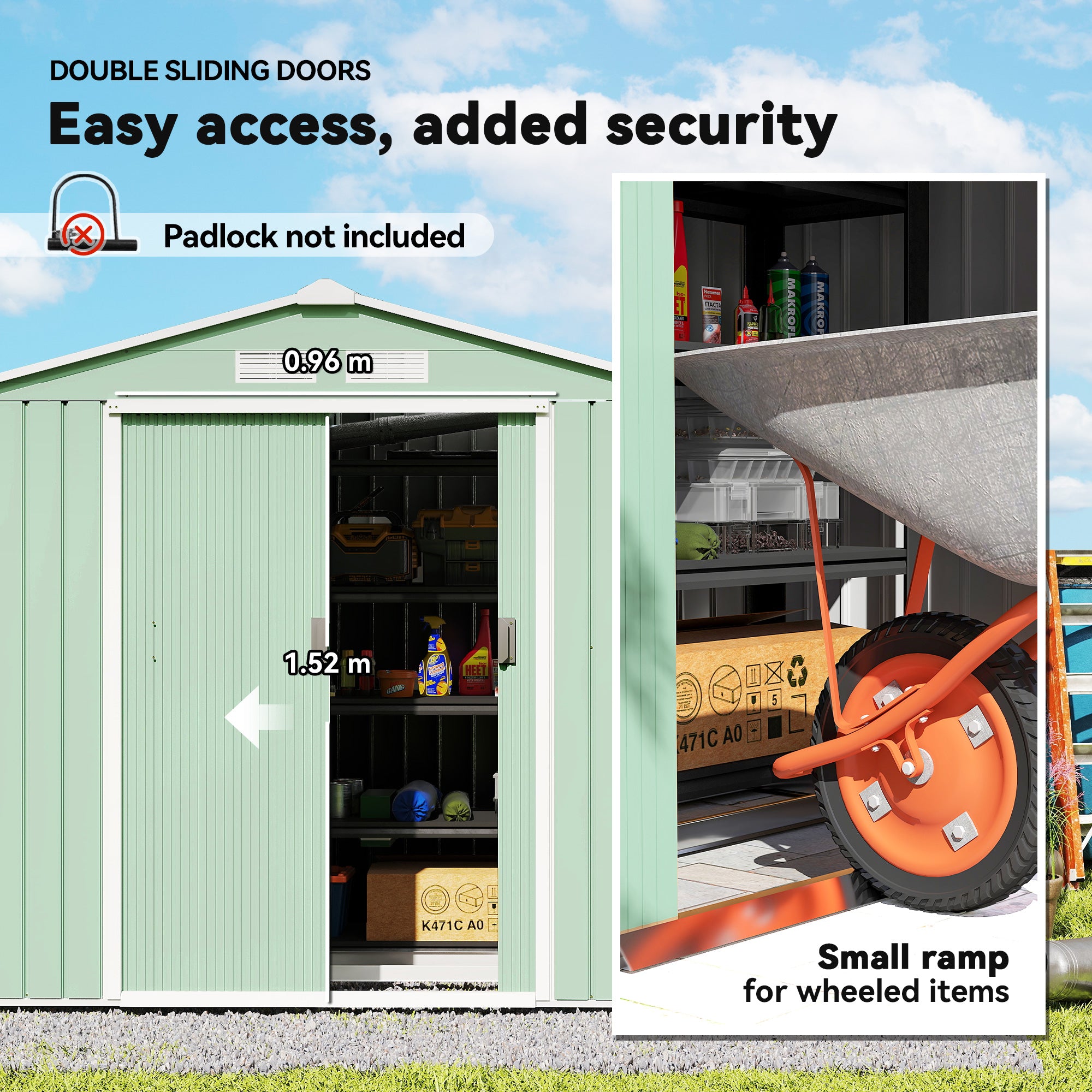 7' x 4' Outdoor Storage Shed, Garden Tool Metal Shed with Foundation Kit, Double Lockable Door, Air Vents and Sloping Roof, for Backyard, Patio, Lawn