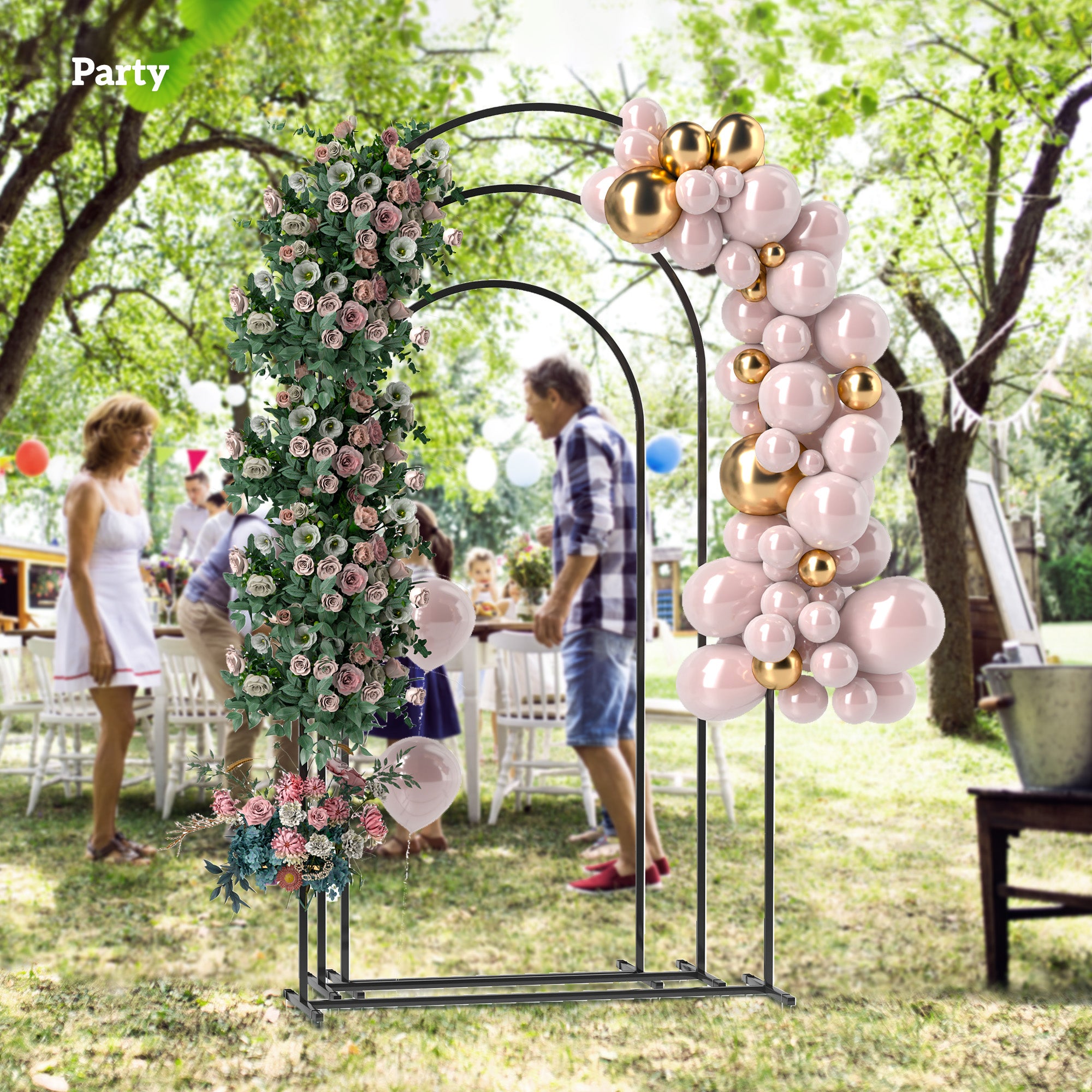 Metal Arch Backdrop Stand Set of 3, 7/6.5/6 ft Wedding Arch Frame, Balloon Backdrop Arch Stand Set for Birthday Party, Bridal Shower, Graduation, Ceremony, Banquet Decorations