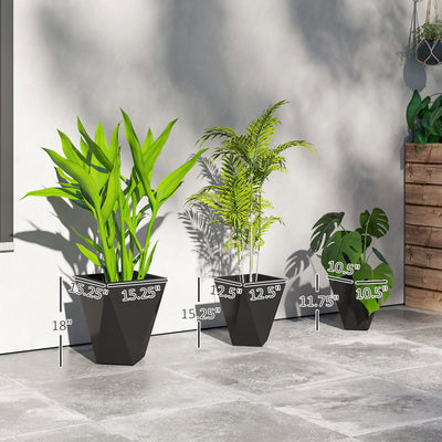 Indoor Outdoor Planters Set of 3 MgO Tall Planters Stackable Flower Pots with Drainage Holes for Garden, Balcony