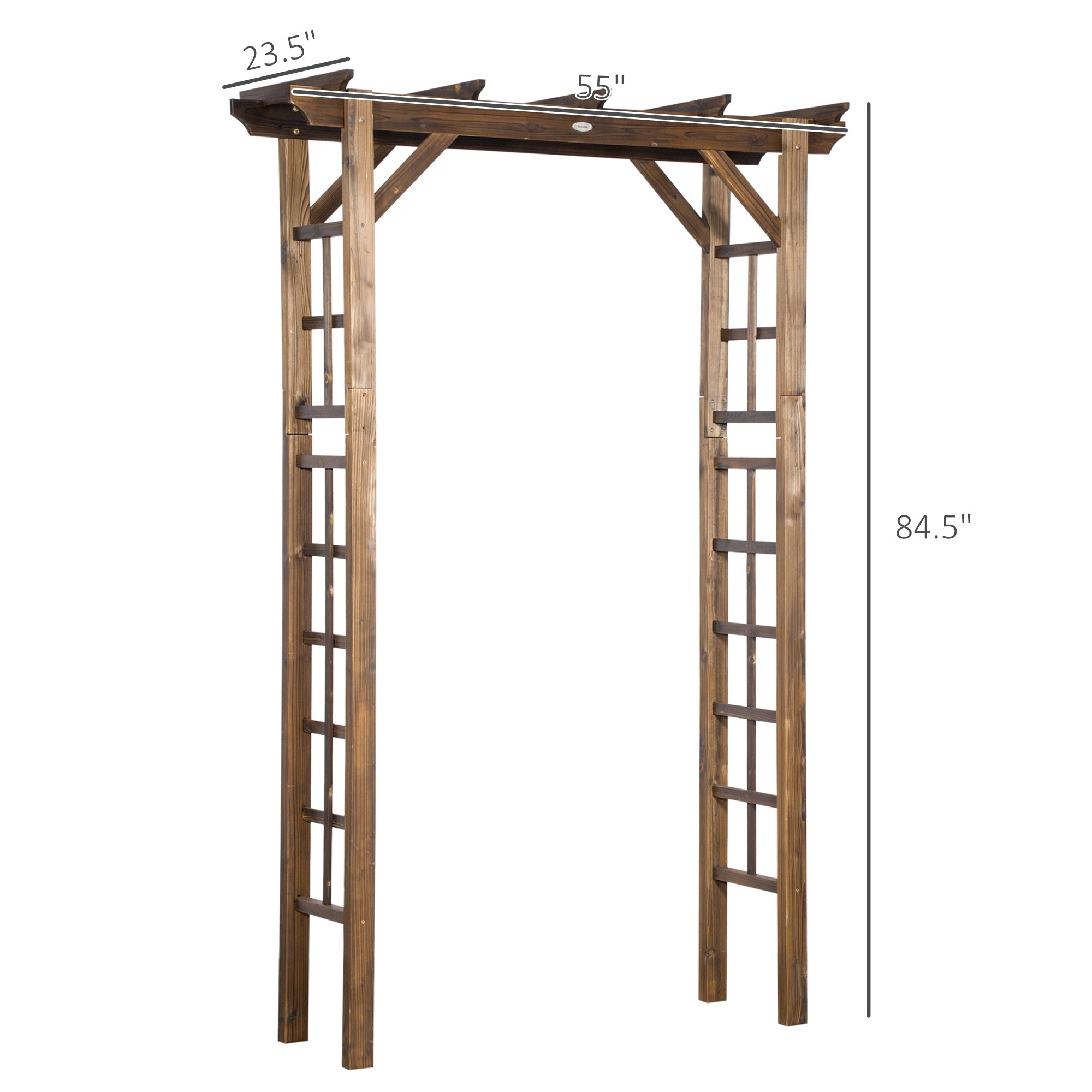 85" Wooden Garden Arbor for Wedding and Ceremony, Outdoor Garden Arch Trellis for Climbing Vines
