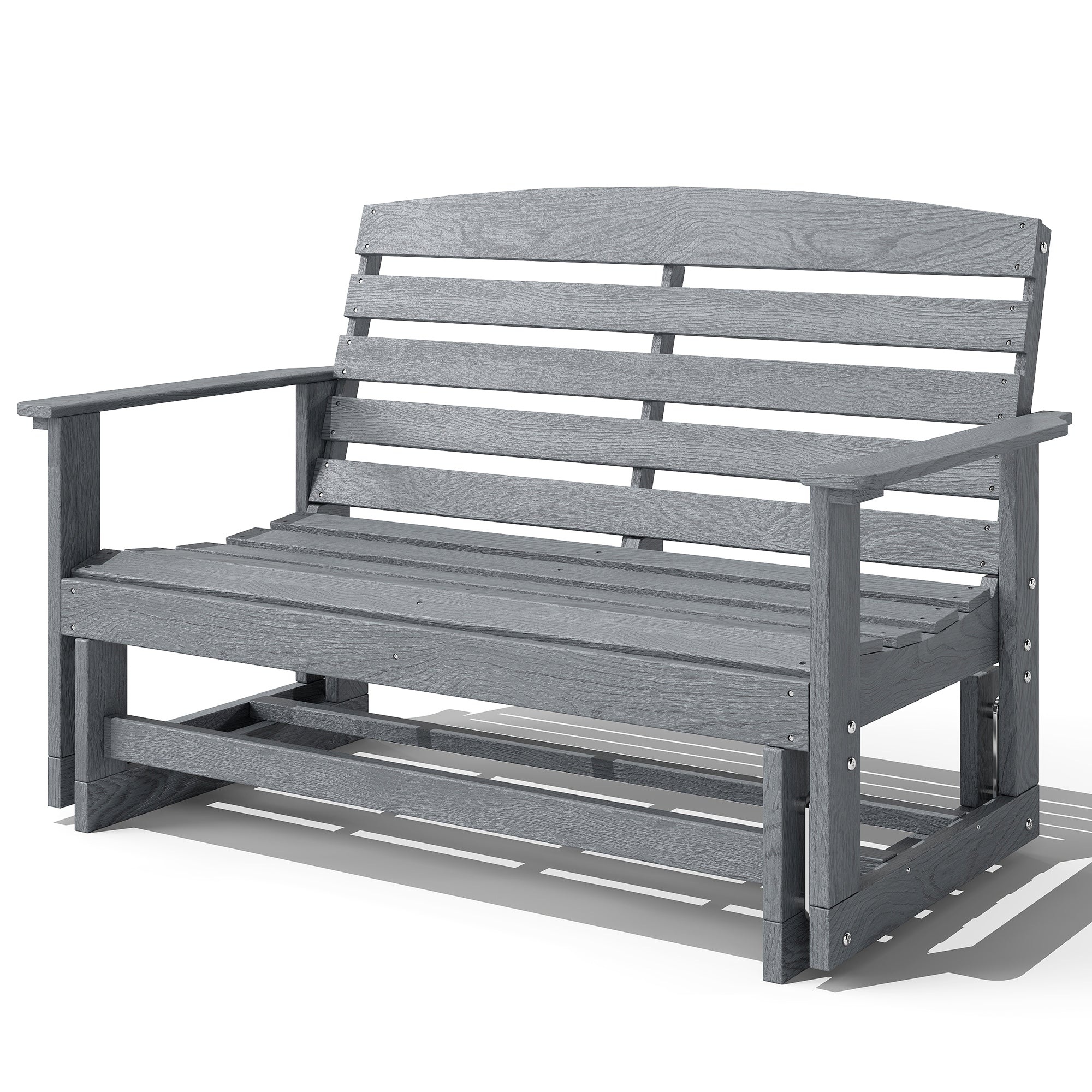 Patio Glider Bench w/ HDPE Slatted Double Rocking Chair
