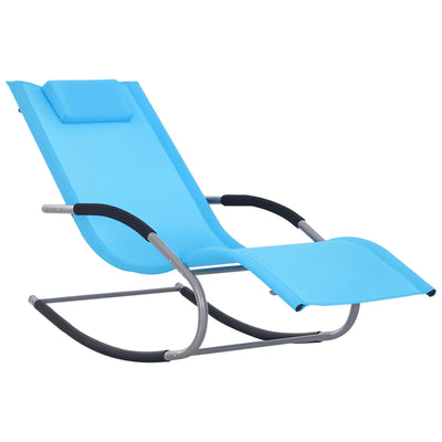 Zero Gravity Rocking Chair Outdoor Chaise Lounge Chair Recliner Rocker with Detachable Pillow and Weather-Fighting Fabric for Patio, Deck, Pool