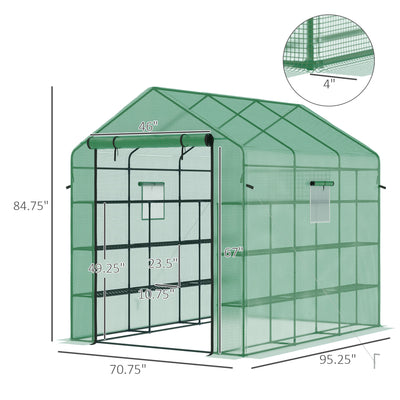 8' x 6' x 7' Temporary Greenhouse for Growing Flowers with Mesh Door & Windows