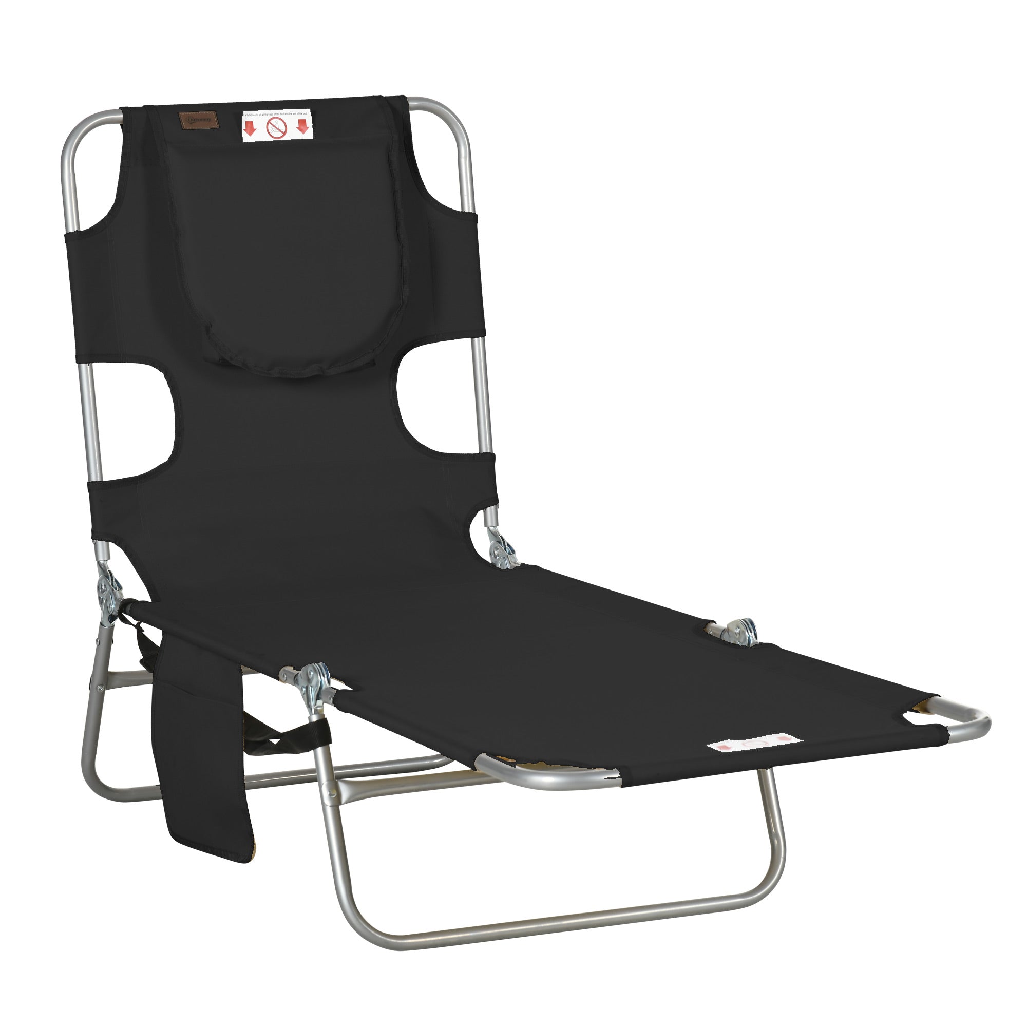 Tanning Chair with Face Hole, 5-Level Adjustable Outdoor Chaise Lounge Chair with Pillow for Beach, Pool