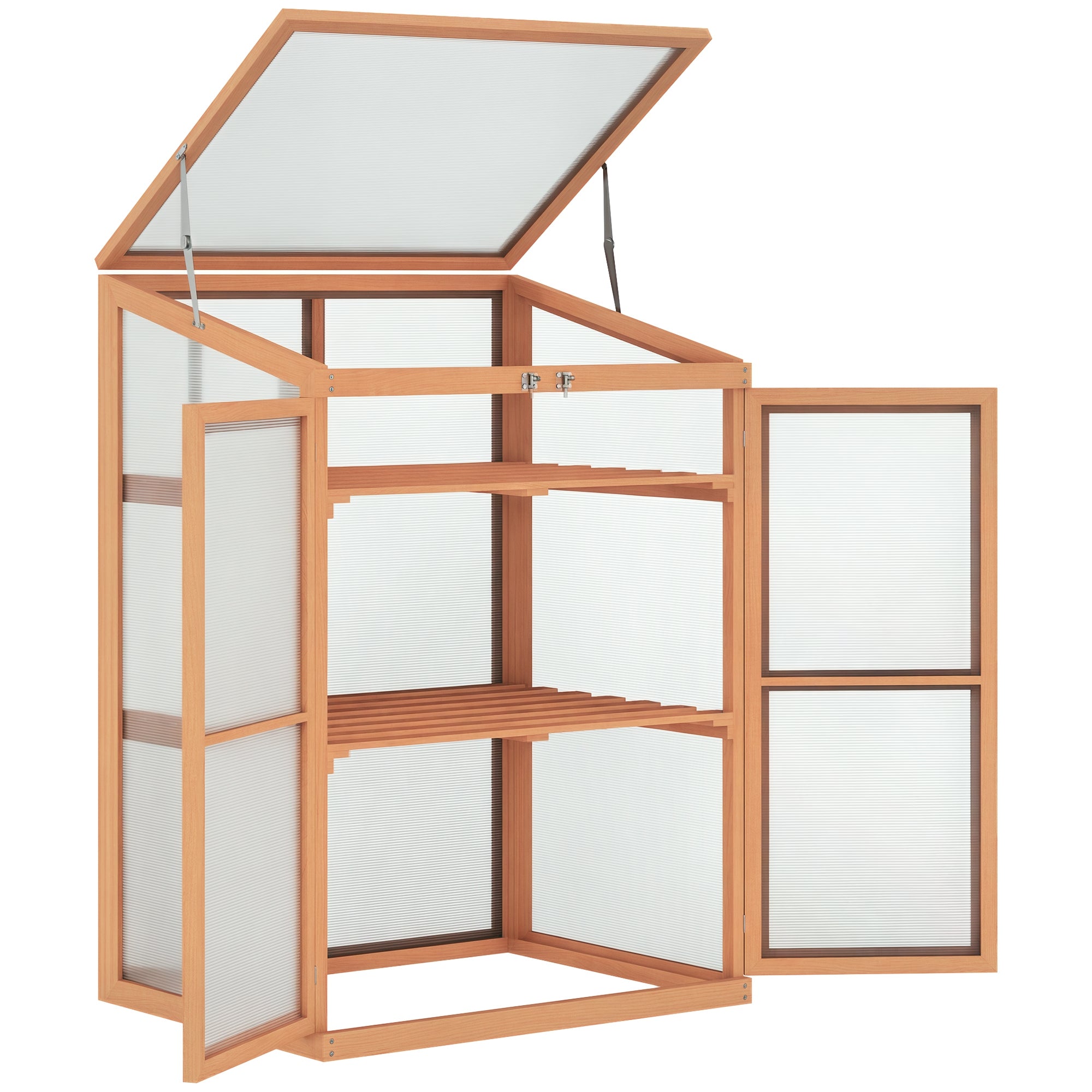 Wooden Cold Frame Greenhouse Small Mini Planter Box, 30" L x 24" W x 44" H