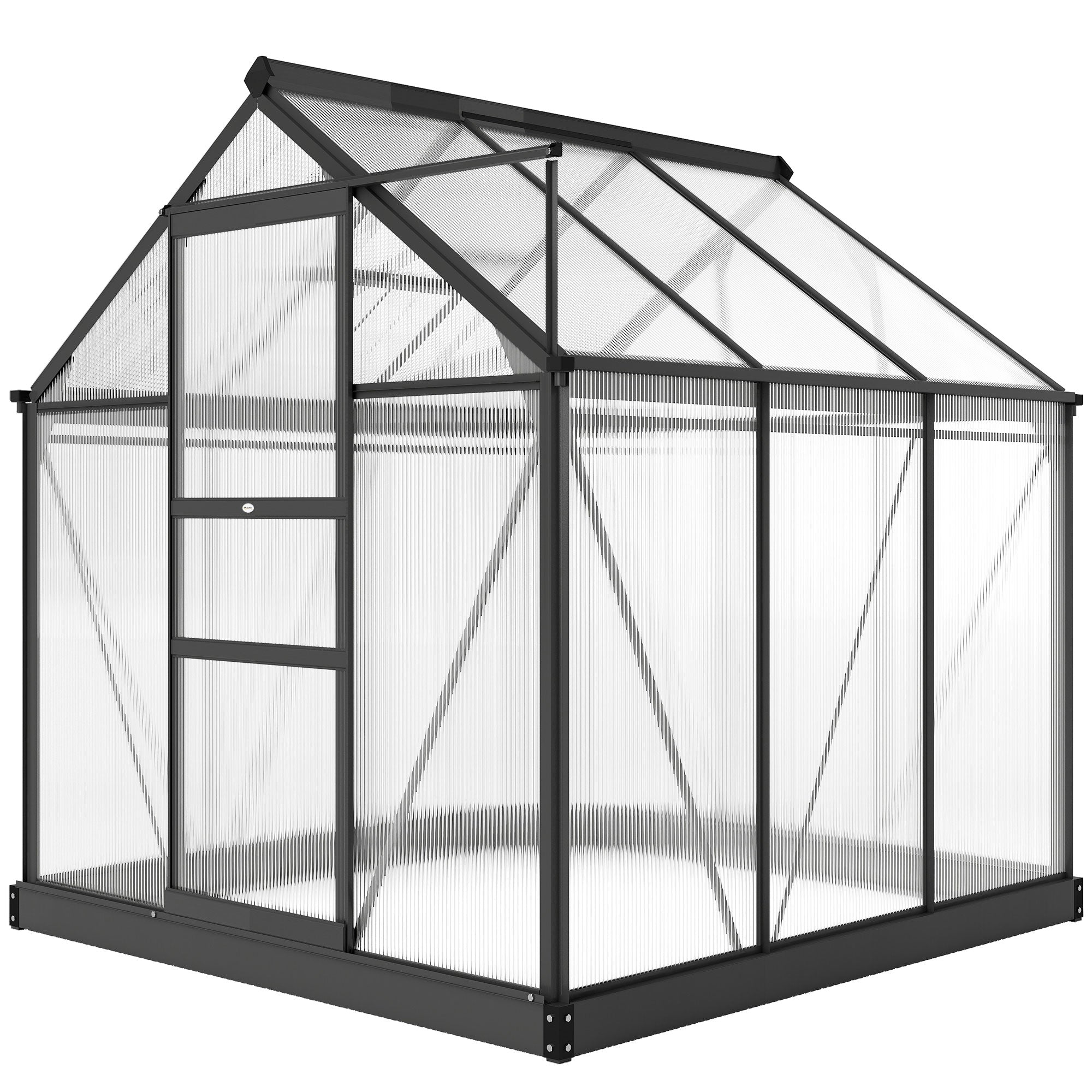6' x 6' Greenhouse for Outdoors, Polycarbonate Greenhouse with Rain Gutter and Roof Vent, Aluminum Walk-in Green Houses for Outside for Patio Backyard Garden