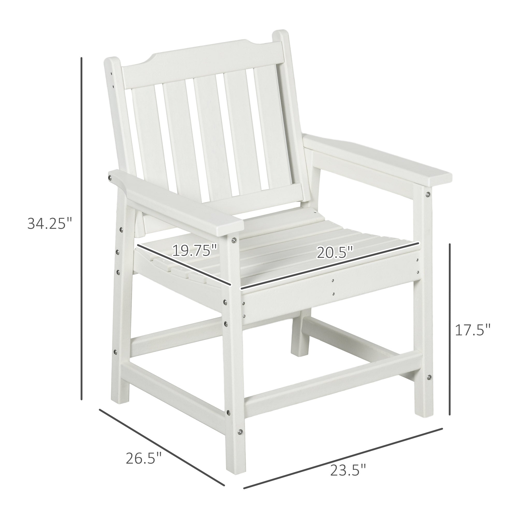 All-Weather Patio Chair, HDPE Patio Dining Chair, Heavy Duty Wood-Like Outdoor Furniture for Garden, Backyard, Deck, Porch, Lawn