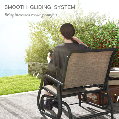 2-Piece Outdoor Glider Swing, Rocking Chair Set with Breathable Mesh Fabric, Sturdy Durable Frame, Curved Armrests, Supports Up to 264 lbs., for Backyard, Garden, Porch