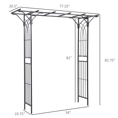 82'' Decorative Metal Garden Trellis Arch with Durable Steel Tubing & Elegant Scrollwork, Perfect for Weddings