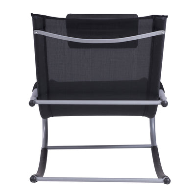 Zero Gravity Rocking Chair Outdoor Chaise Lounge Chair Recliner Rocker with Detachable Pillow and Weather-Fighting Fabric for Patio, Deck, Pool