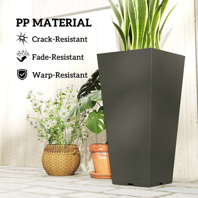 23 Inch Tall Planters for Outdoor Plants, Set of 2 Plastic Flower Pots, for Front Door Patio Garden Use