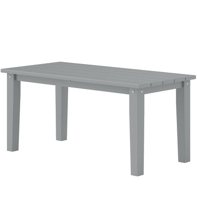 Rectangle Outdoor Coffee Table, HDPE All-Weather Outdoor Patio Table with Slatted Tabletop for Yard, Balcony