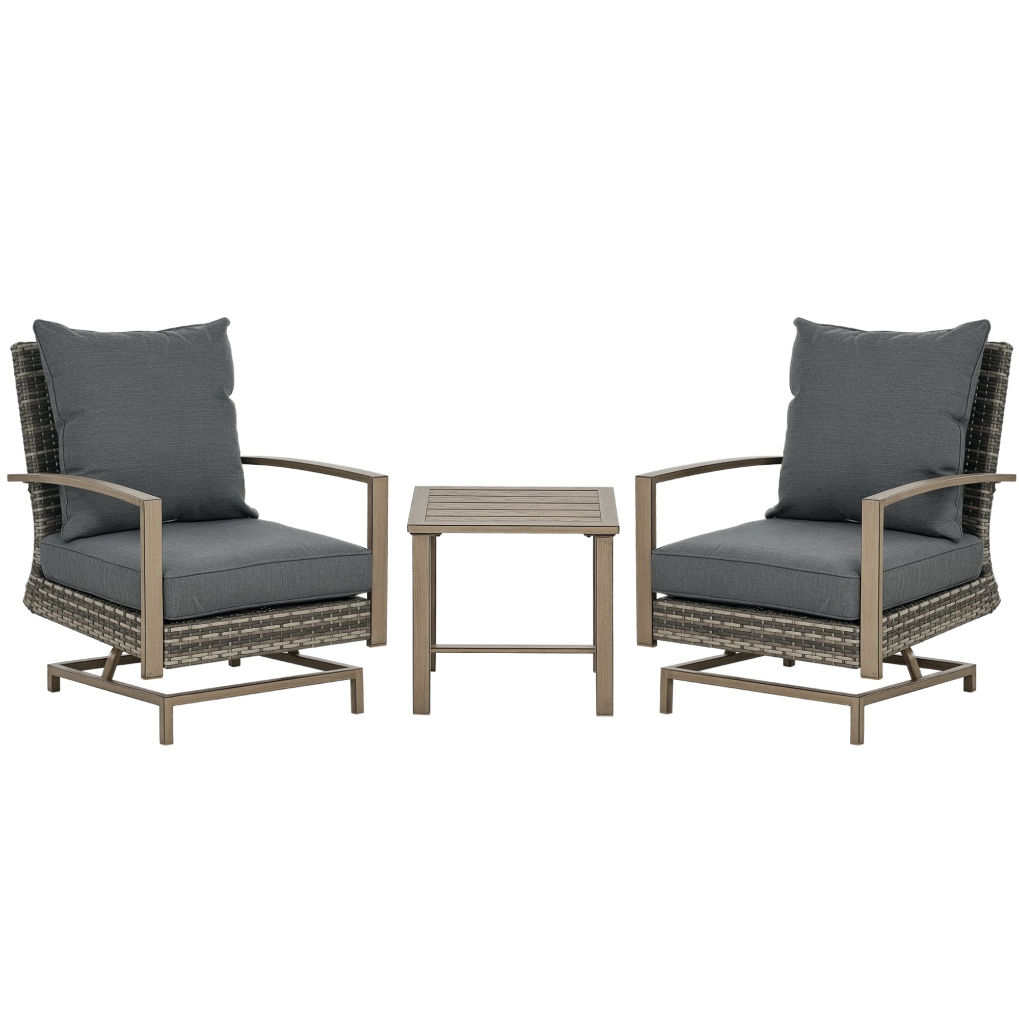 Patio Bistro Set, Porch Furniture with Soft Cushions and Rocking Function for Yard, Lawn, Porch, Dark Gray