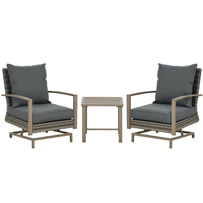 Patio Bistro Set, Porch Furniture with Soft Cushions and Rocking Function for Yard, Lawn, Porch, Dark Gray