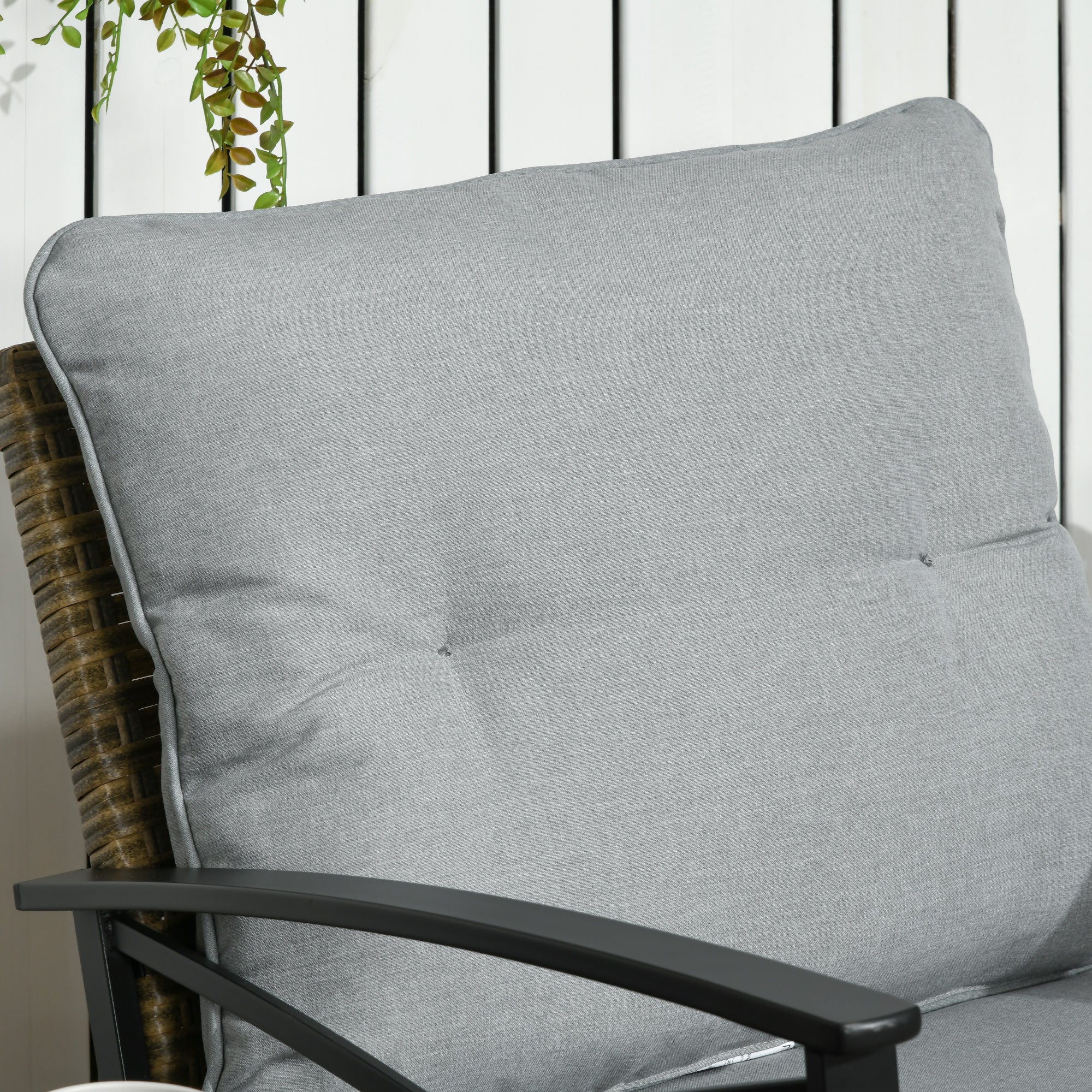 3 Piece Patio Rocking Chair Set, Outdoor Wicker Bistro Set with 2 Oversize Cushioned Porch Rockers and 2 Tier Coffee Table for Garden, Backyard