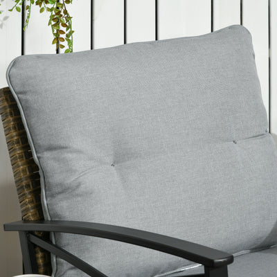 3 Piece Patio Rocking Chair Set, Outdoor Wicker Bistro Set with 2 Oversize Cushioned Porch Rockers and 2 Tier Coffee Table for Garden, Backyard