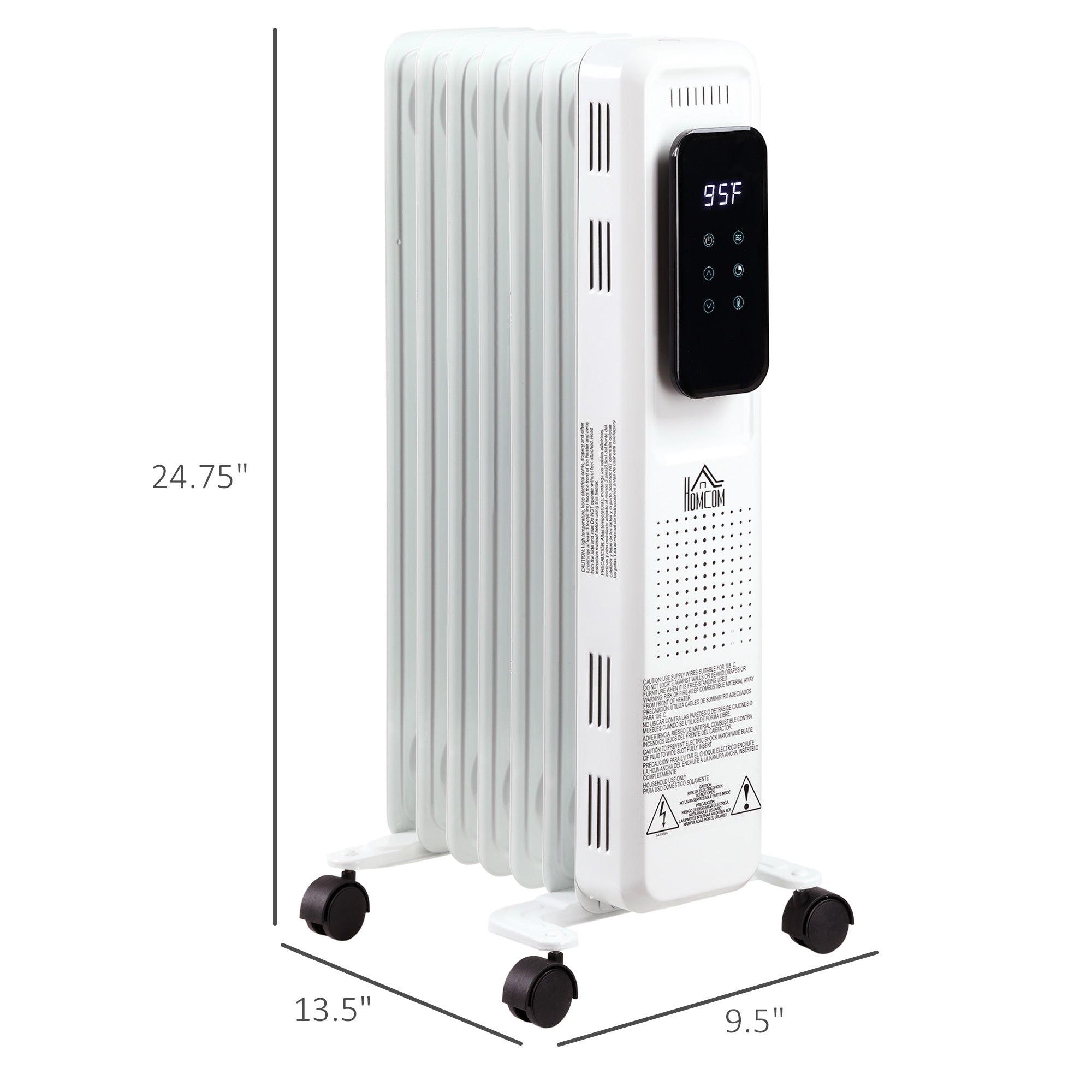 24.75" Electric Space Heater, Freestanding 161 Sq. Ft. Heater with 3 Modes, Timer, and Remote, 1500 W, White