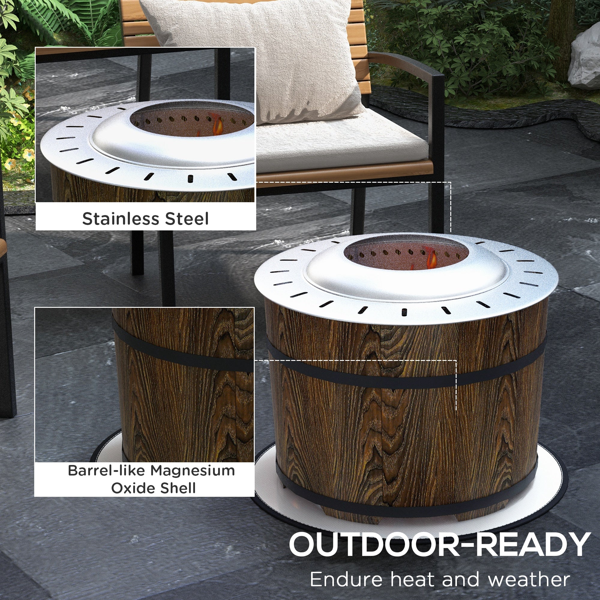 Smokeless Fire Pit, Portable Camping Bonfire Stove with Mat for Backyard, Patio, Picnic, Magnesium Oxide