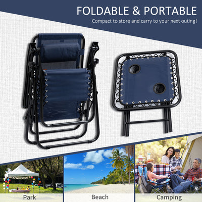 Zero Gravity Chair Set with Side Table, Folding Reclining Chair with Cupholders & Pillows, Adjustable Lounge Chairs for Pool, Backyard, Lawn, Beach