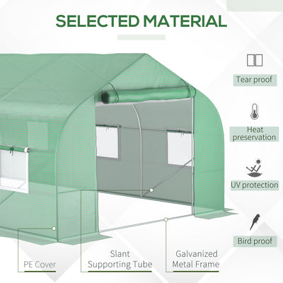 20' x 10' x 7' Walk-in Tunnel Greenhouse with Zippered Mesh Door and 8 Mesh Windows, Gardening Plant Hot House with Galvanized Steel Hoops
