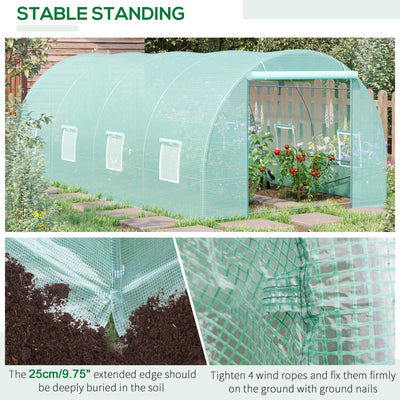 20' x 10' x 7' Walk-In Tunnel Greenhouse with Zippered Door & 8 Mesh Windows, Large Garden Green House Kit, Galvanized Steel Frame