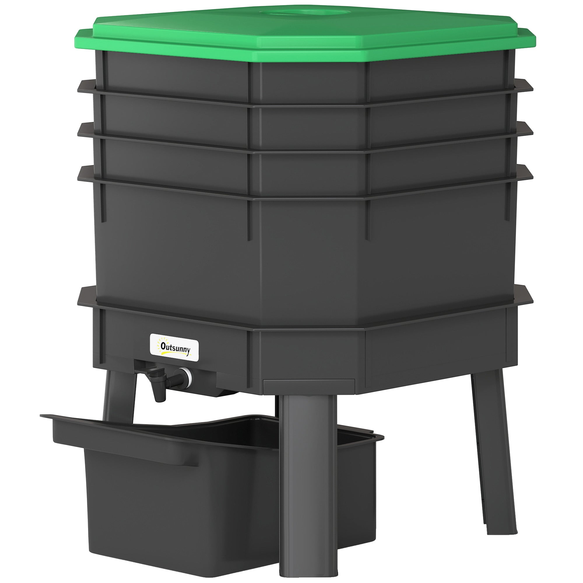 4-Tray Worm Composter Bin, 7.4 Gal Outdoor & Indoor Worm Composter for Recycling Food Waste