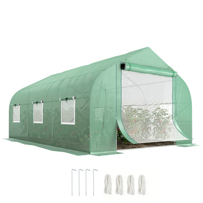 11.5' x 10' x 6.5' Outdoor Portable Walk-In Tunnel Greenhouse with Windows-Deep Green