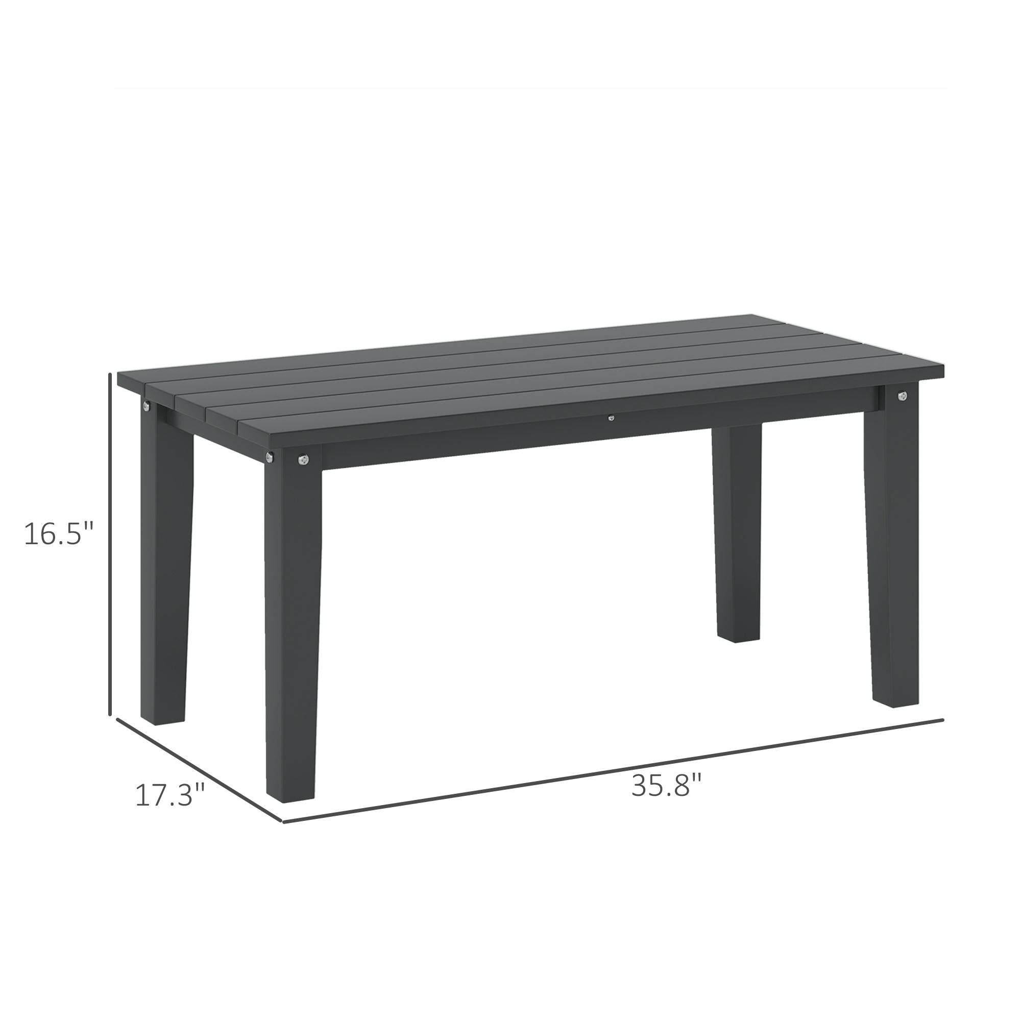 Rectangle Outdoor Coffee Table, HDPE All-Weather Outdoor Patio Table with Slatted Tabletop for Yard, Balcony