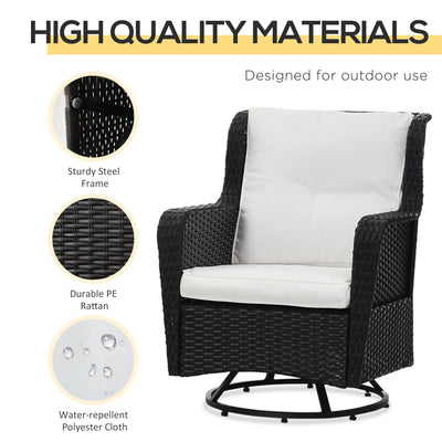 Patio Bistro Set, Porch Furniture with 360° Rotation & Rocking Function, 28.25"x30.75"x36.25"