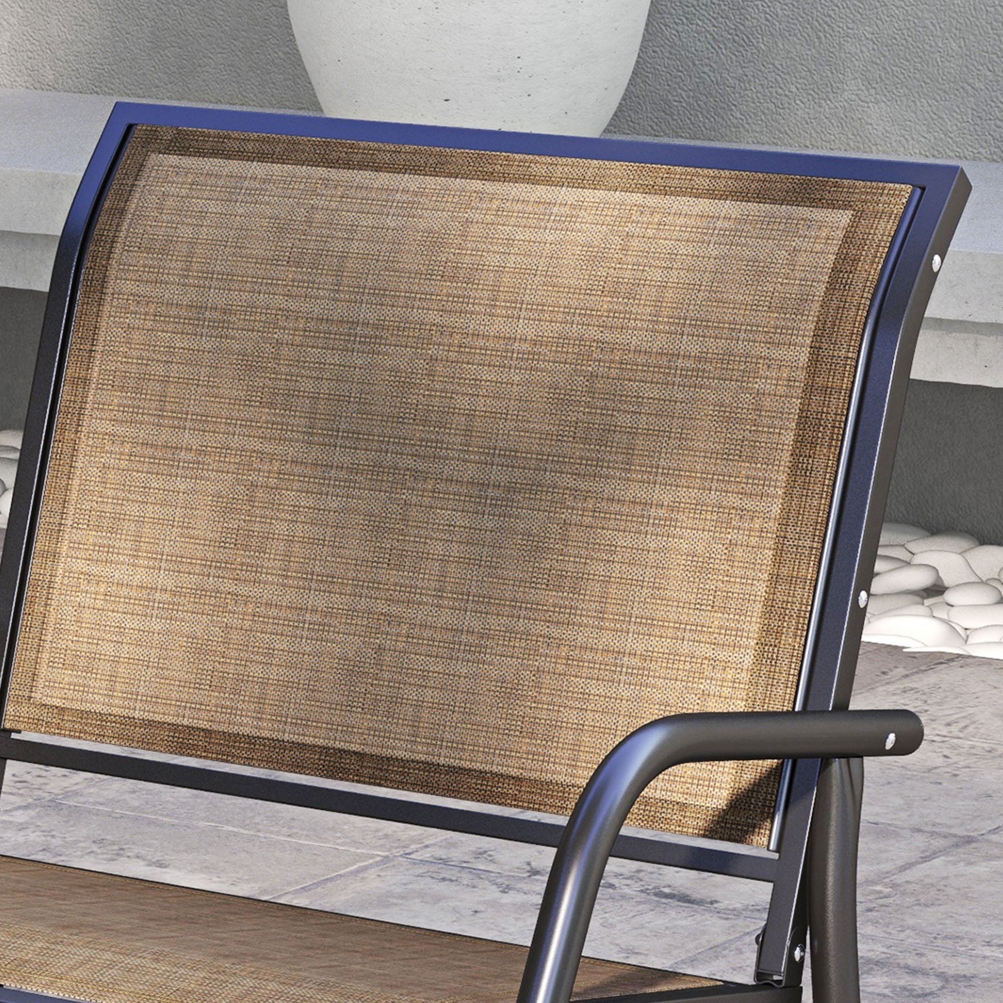 Outdoor Glider Chair, Steel Swing Chai with Curved Armrests for Porch, Garden, Poolside, Balcony