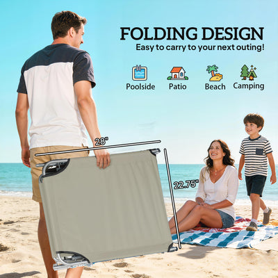 Outdoor Pool Chaise Lounge Chair, Folding Tanning Chair with Sun Shade