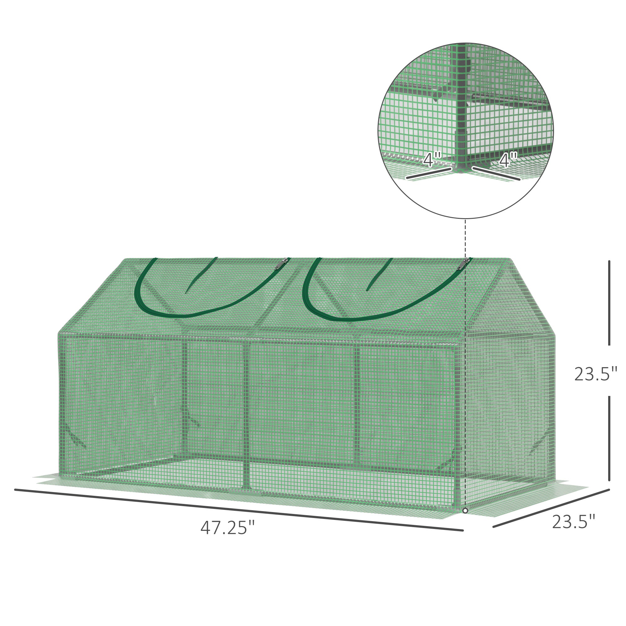 4' x 2' x 2' Portable Mini Greenhouse, Small Green House with PE Cover, Roll-up Zippered Windows for Indoor, Outdoor Garden, Green