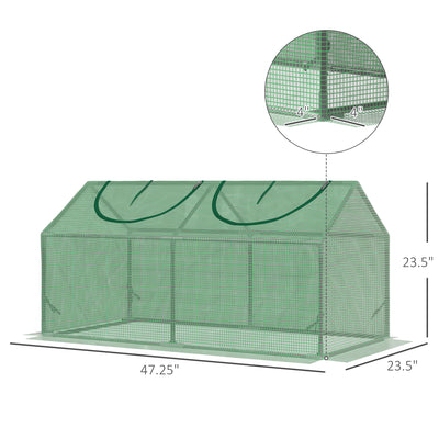 4' x 2' x 2' Portable Mini Greenhouse, Small Green House with PE Cover, Roll-up Zippered Windows for Indoor, Outdoor Garden, Green