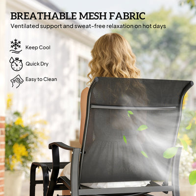 Outdoor Glider with Ottoman, Patio Glider Chair Set with High Back, Wide Seat for Porch, Garden, Backyard