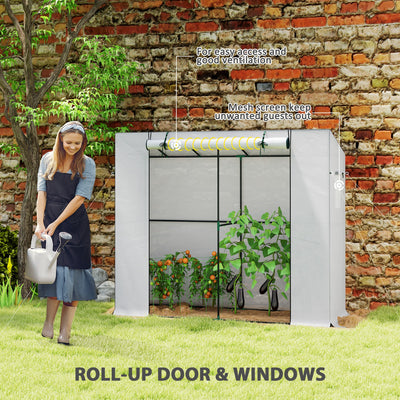 Walk-in Portable Greenhouse Small Greenhouse for Outdoors with UV-resistant PE Cover, 6.6' x 2.5' x 5.6'
